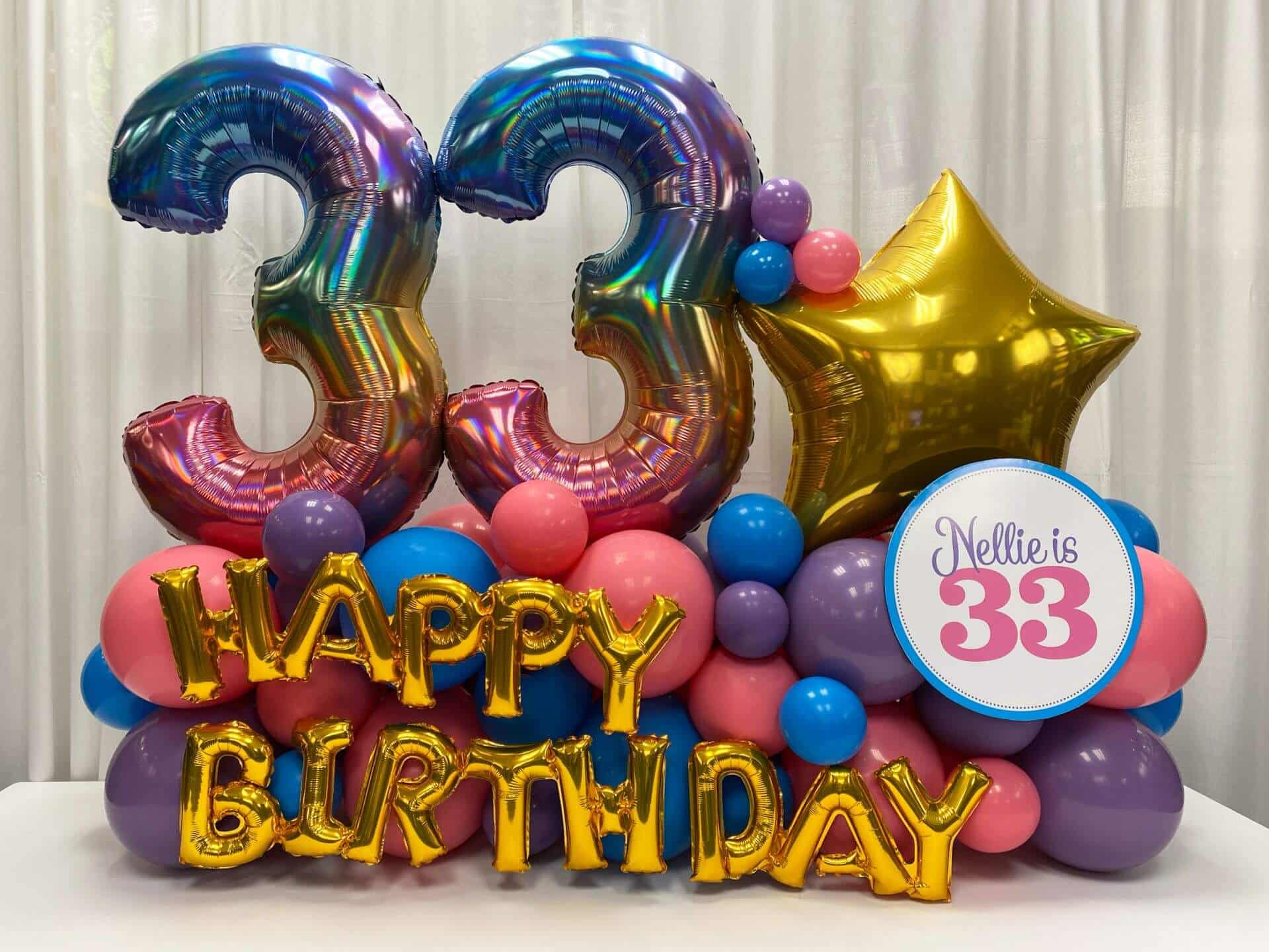 Ombre Birthday Balloon Bouquet with Custom Logo