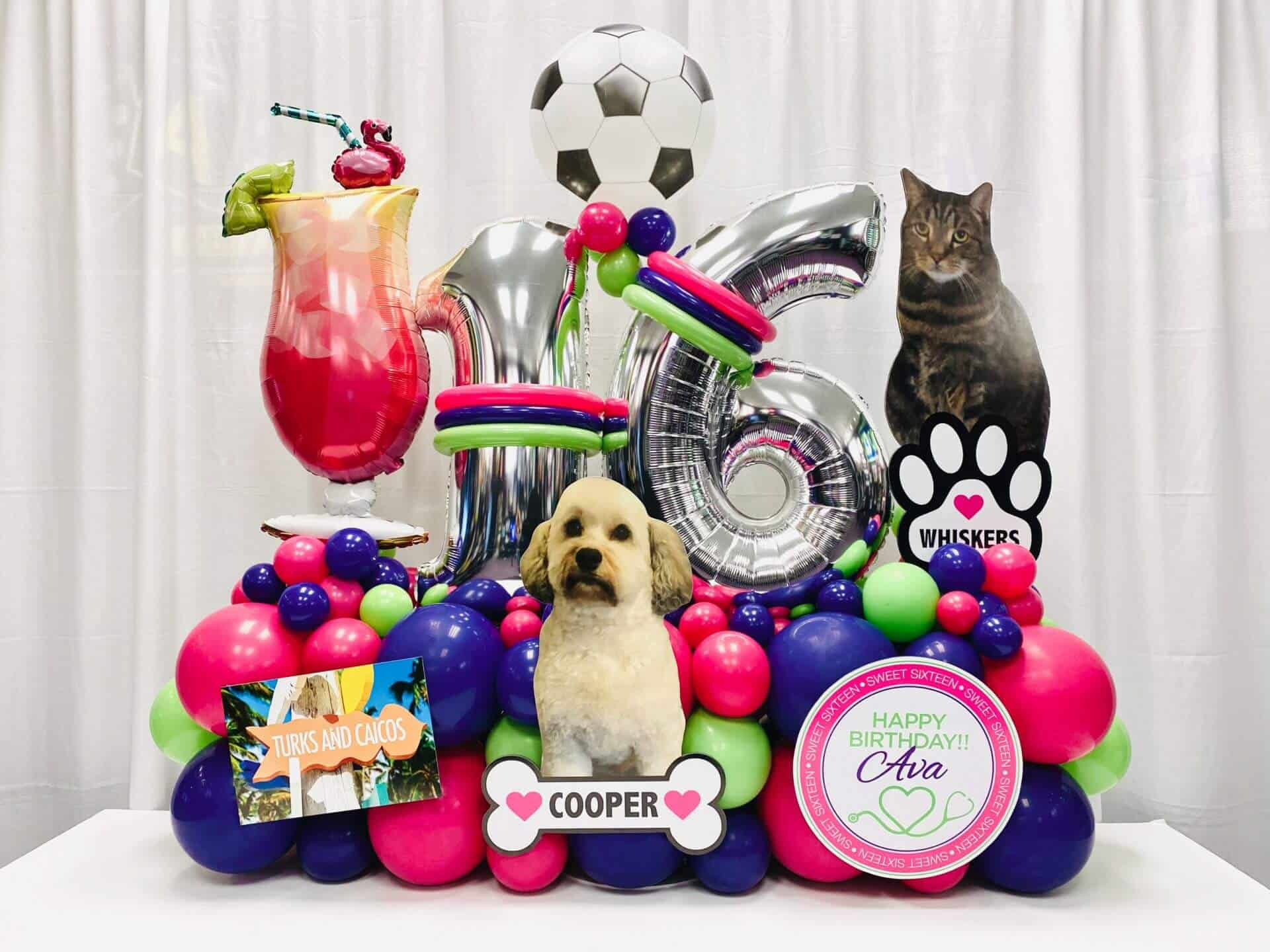 Everything Girl Theme Fancy Balloon Bouquet with Custom Sign for 16th Birthday