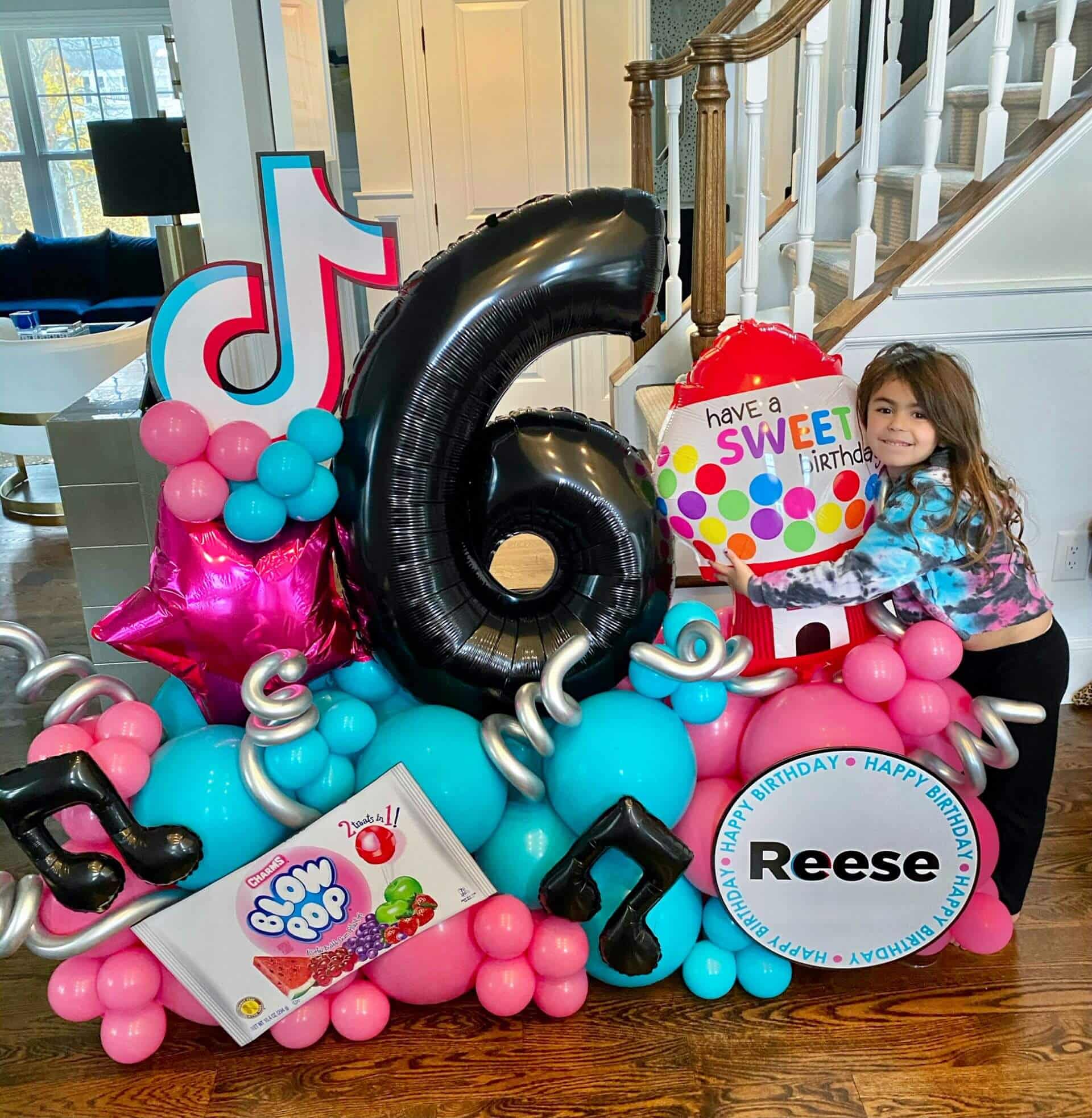 Everything Girl Fancy Balloon Bouquet with Custom Sign for 6th Birthday