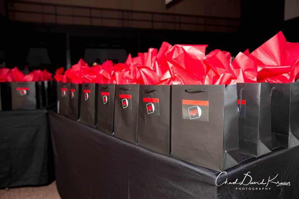 Party Favor Bags with Custom Labels and Tissue Paper