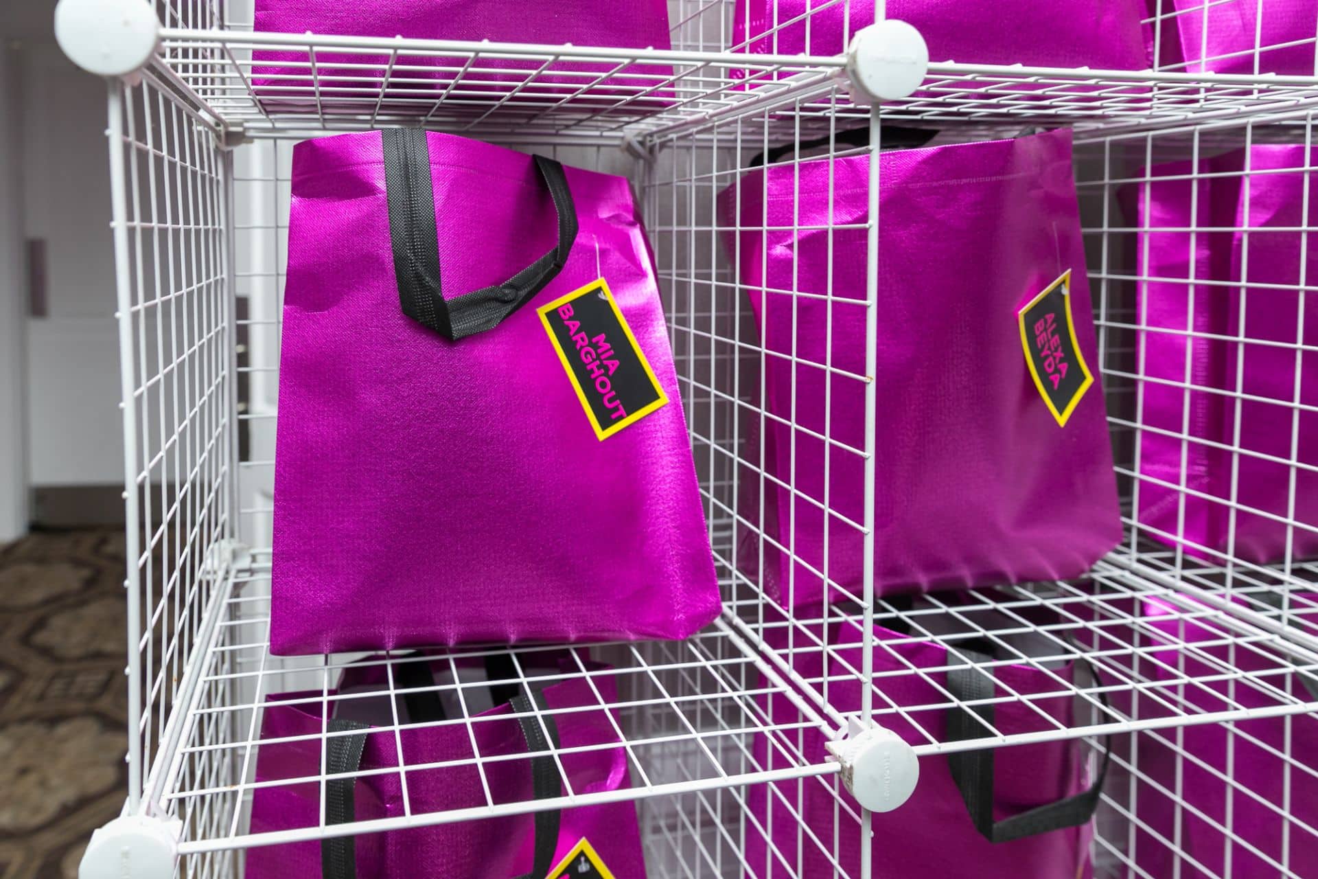 Custom Metallic Favor Bags with Logo Tags for Bat Mitzvah Party Favors