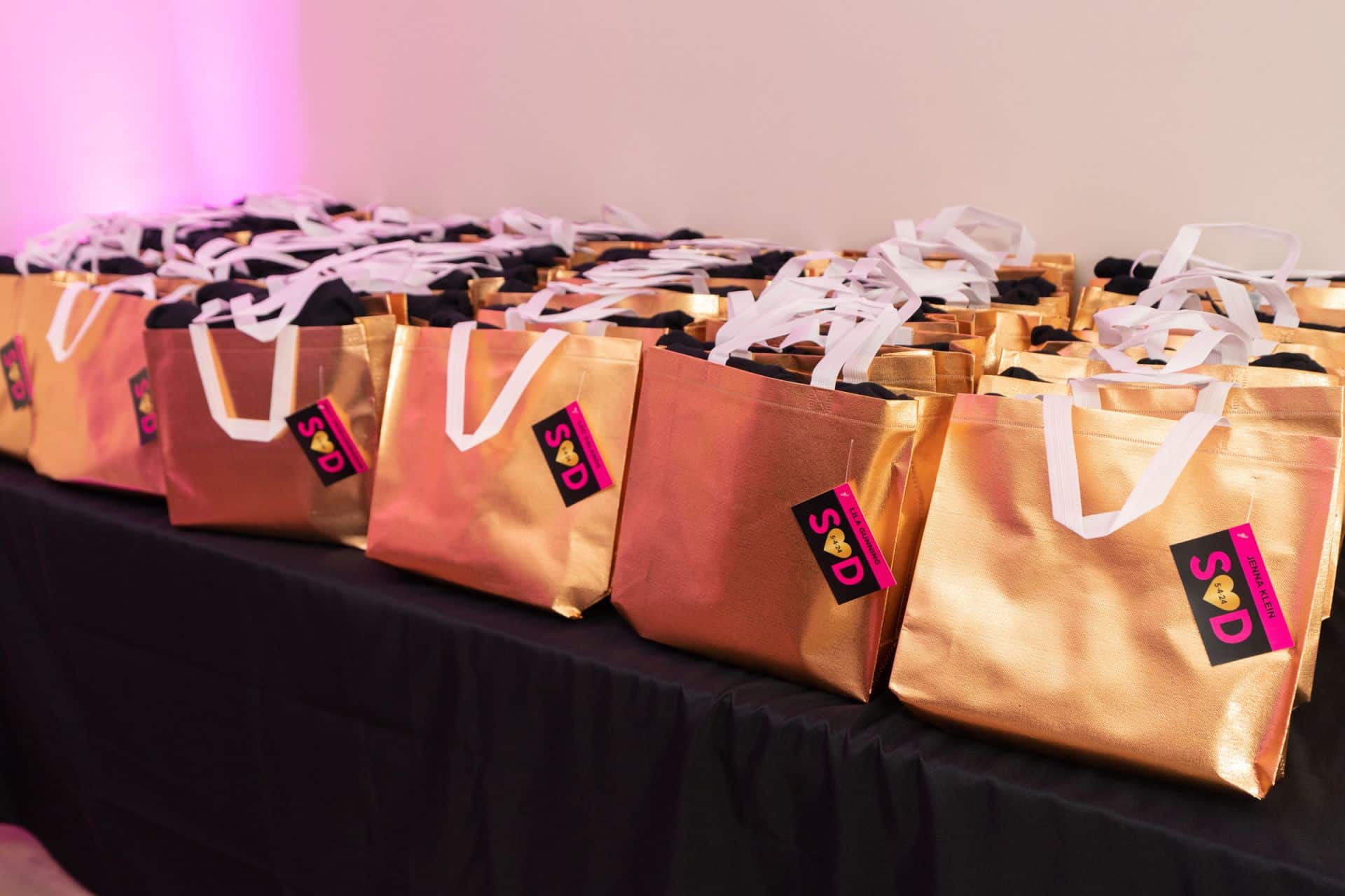 Gold Favor Bags with Custom Logo Tags
