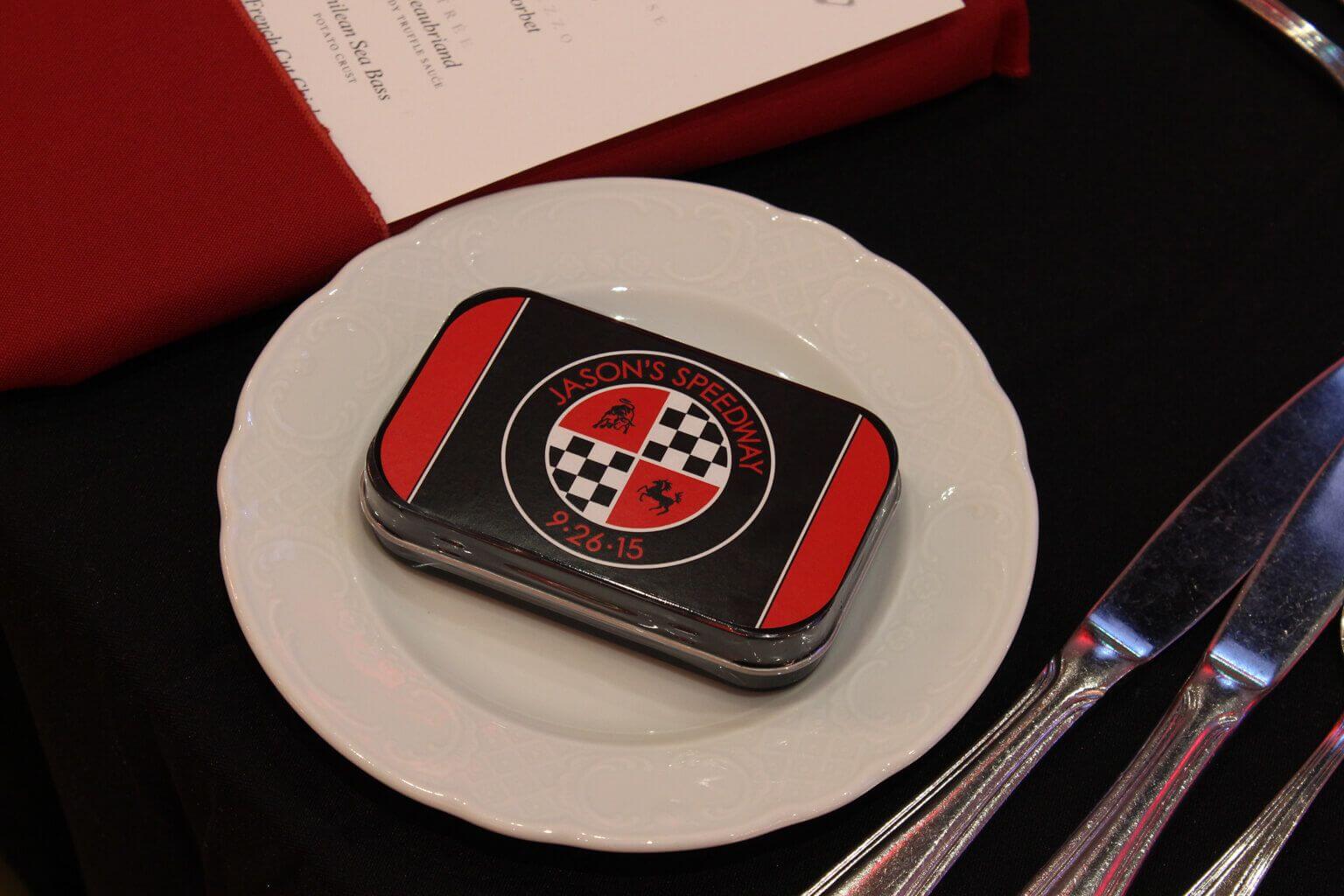 Custom Mint Box Favors with Car Themed Logo