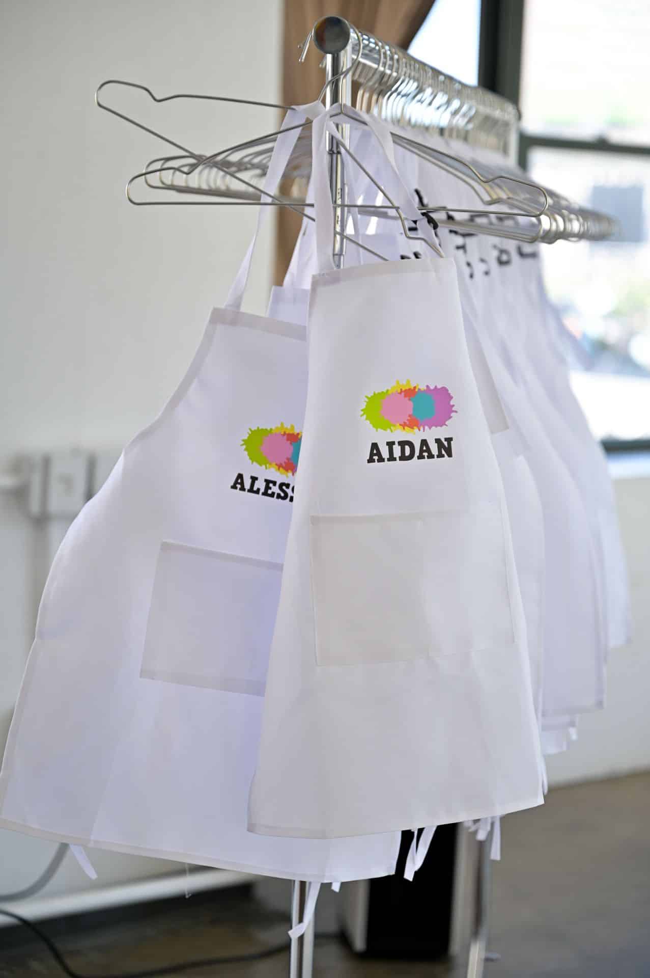 Custom Aprons with Splatter Paint Logo for Kids Birthday