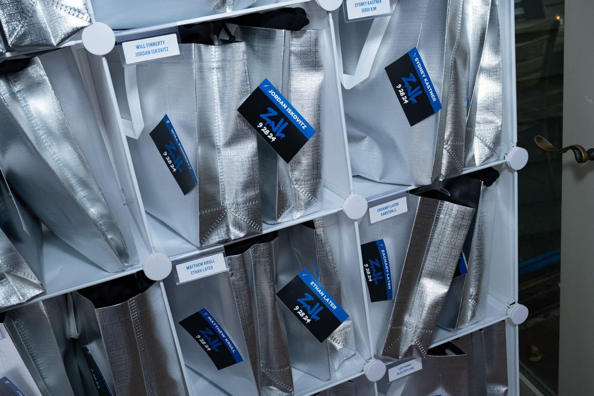 Custom Silver Favor Bags with Tags