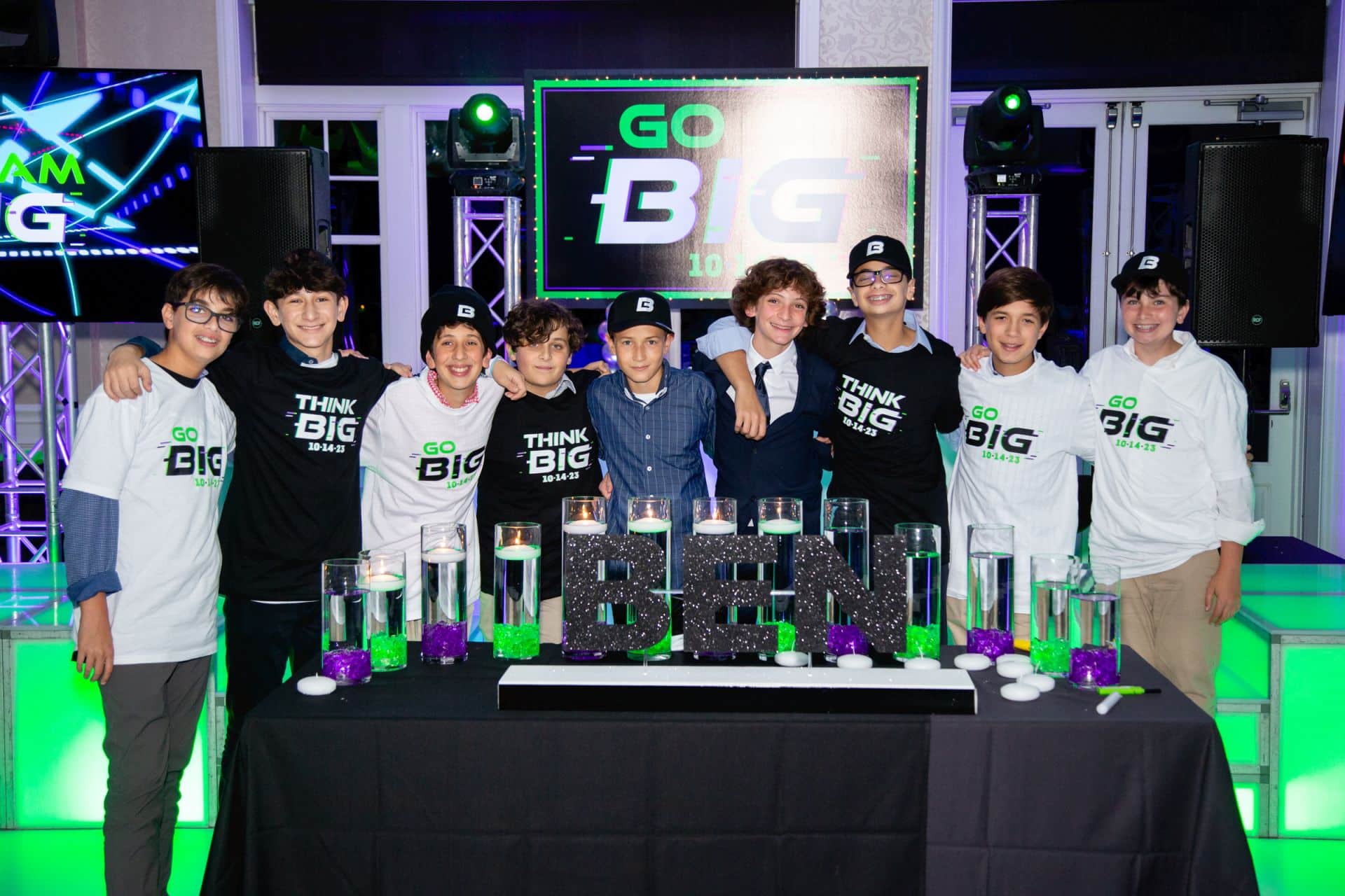 Custom Tees with Logo for Neon Themed Bar Mitzvah Giveaways