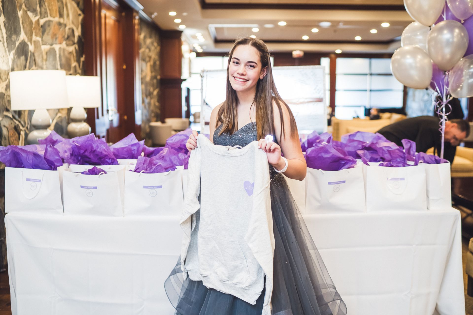 Custom Hoodie Party Favor and Custom Bags with Tissue Paper for bat Mitzvah Party Favor