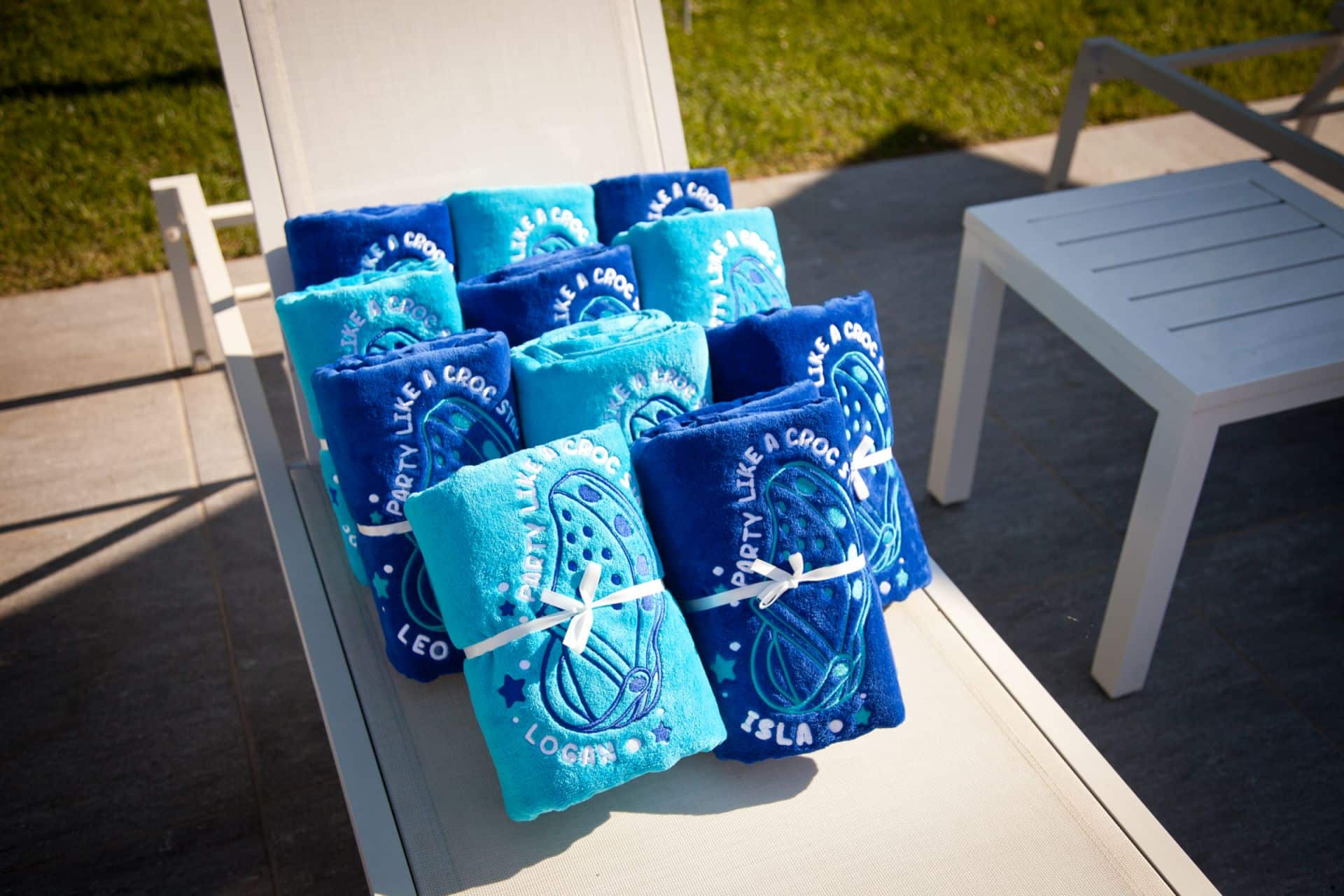 Custom Embroidered Logo Towels for Kids Birthday Party