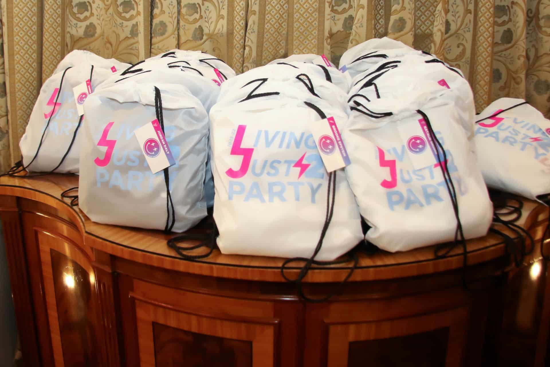 Custom Logo Drawstring Bags for Bat Mitzvah Party Favors