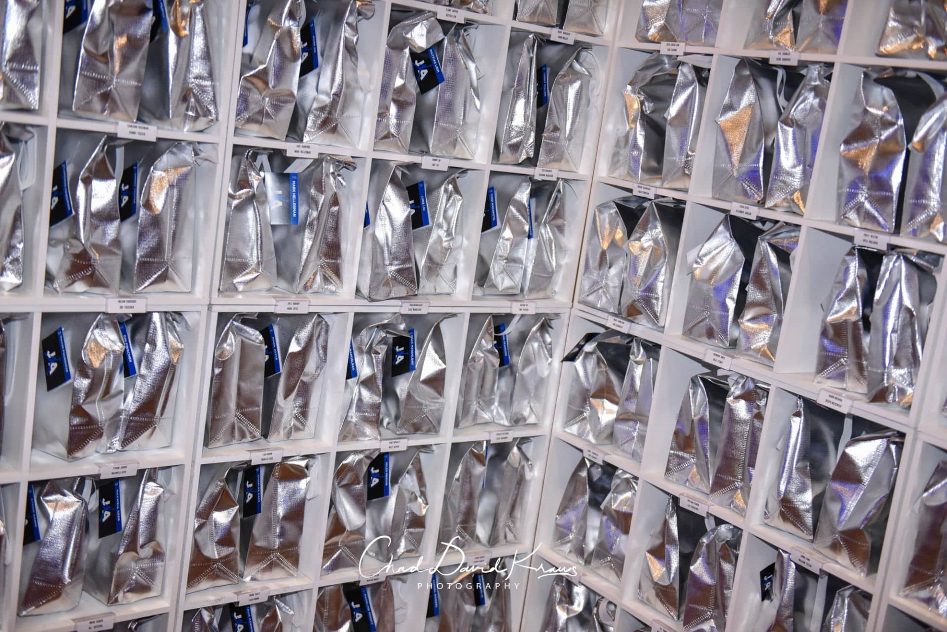 Metallic Silver Gift Bags with Custom Logo Tags for Bar Mitzvah Party Favors