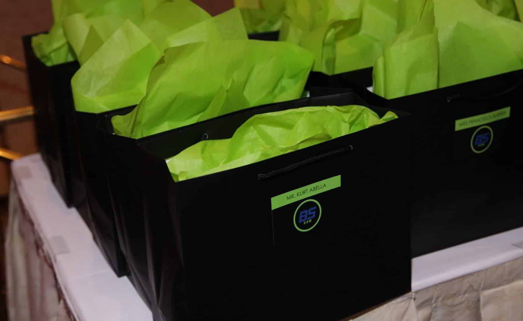 Party Favor Bags with Custom Logo Stickers and Tissue Paper
