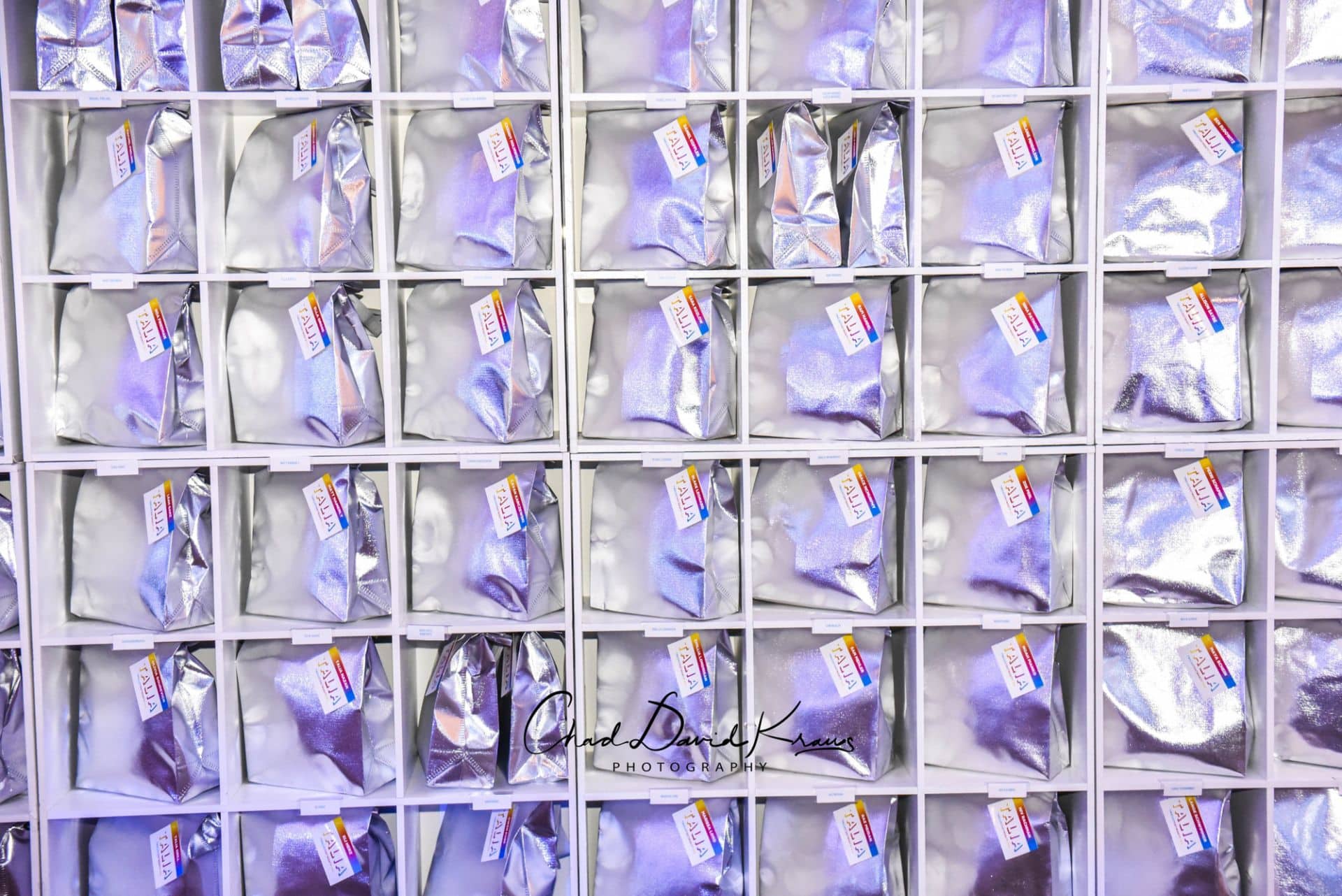 Silver Metallic Gift Bags with Custom Tags for Tropical Themed Bat Mitzvah