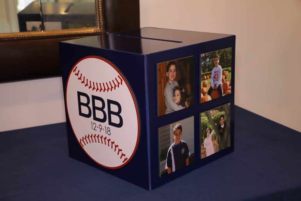 Baseball Themed Bar Mitzvah Gift Box with Logo and Photos
