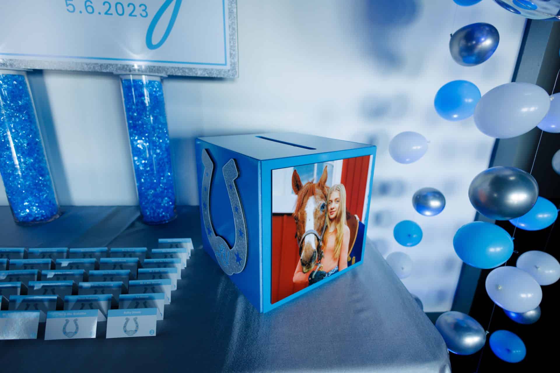 Custom Sweet Sixteen Light Pink Gift Box with Logo and Glittered Numbers