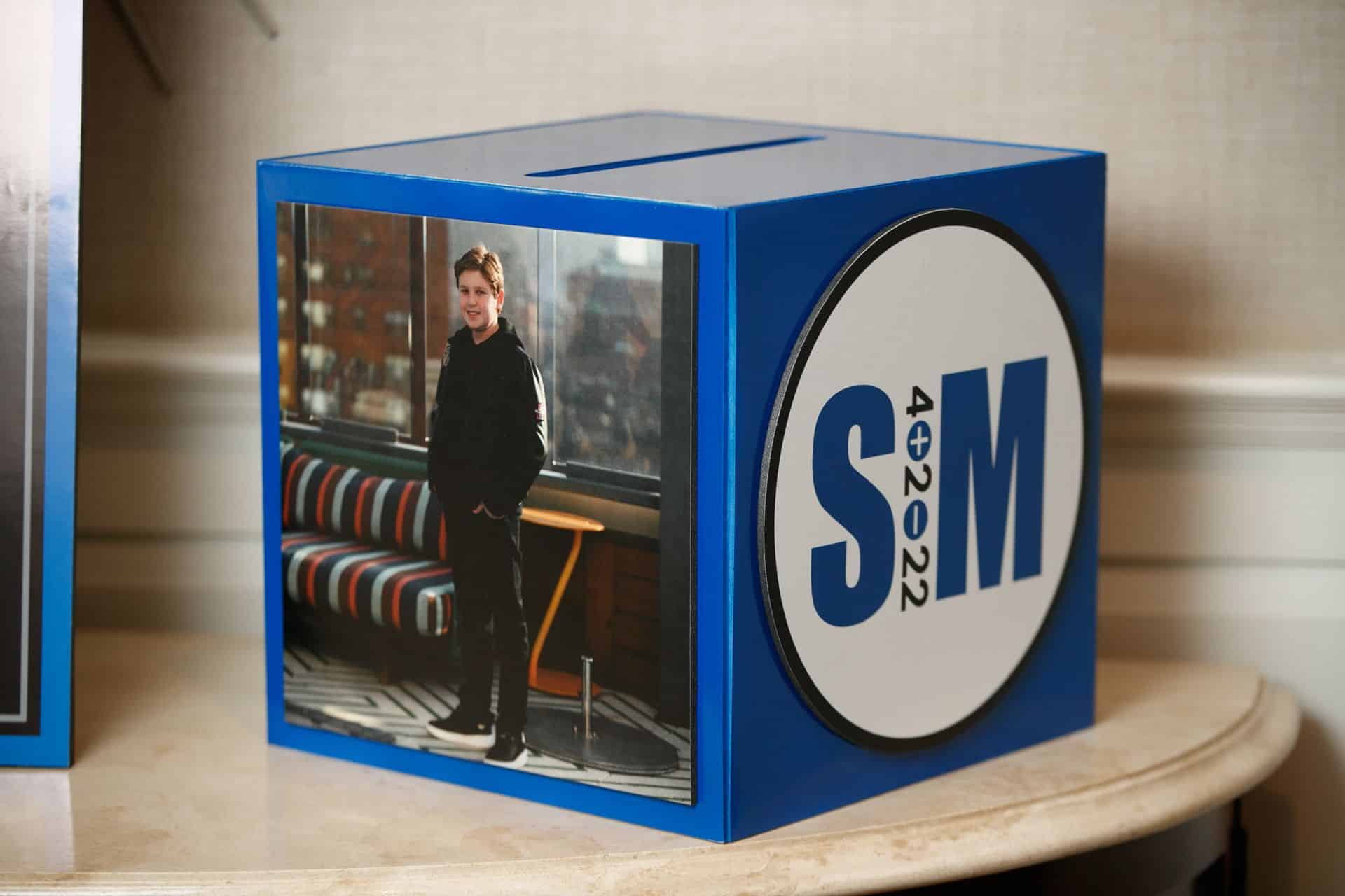 Video Game Themed Bar Mitzvah Gift Box with Logo and Photos