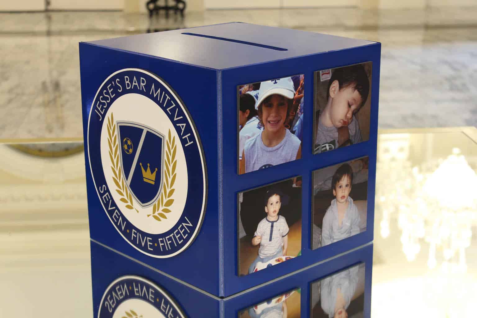 Soccer Themed Bar Mitzvah Gift Box with Custom Logo and Photos