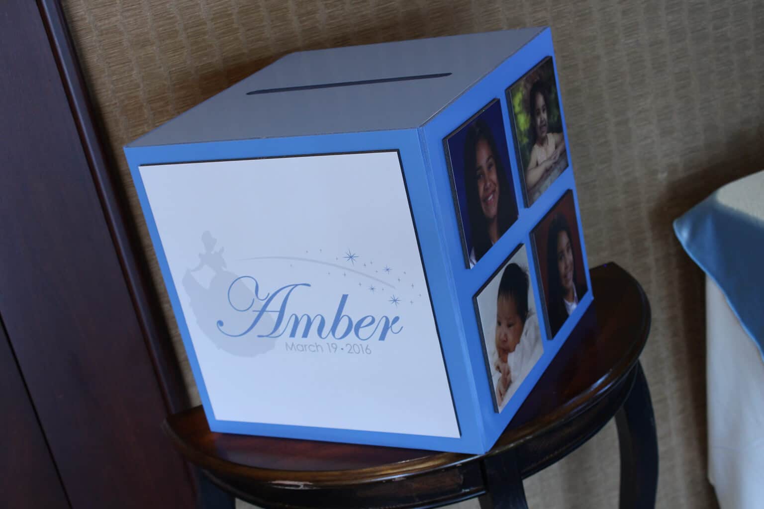 Cinderella Themed Sweet 16 Gift Box with Custom Logo and Photos