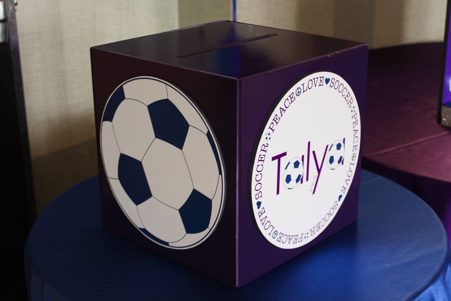 Soccer Themed Bat Mitzvah Gift Box with Custom Logo and Photos