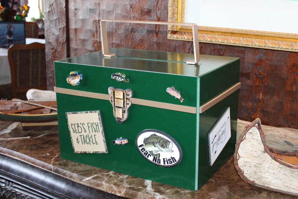 Fish and Tackle Gift Box for Outdoors Themed Bar Mtizvah