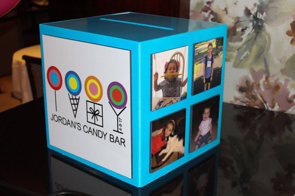 Candy Themed Bat Mitzvah Gift Box with Custom Logo and Photos