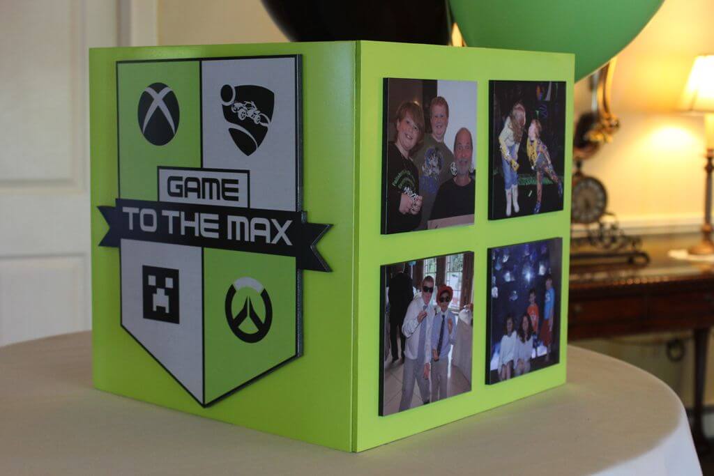 Video Game Themed Bar Mitzvah Gift Box with Custom Logo and Photos