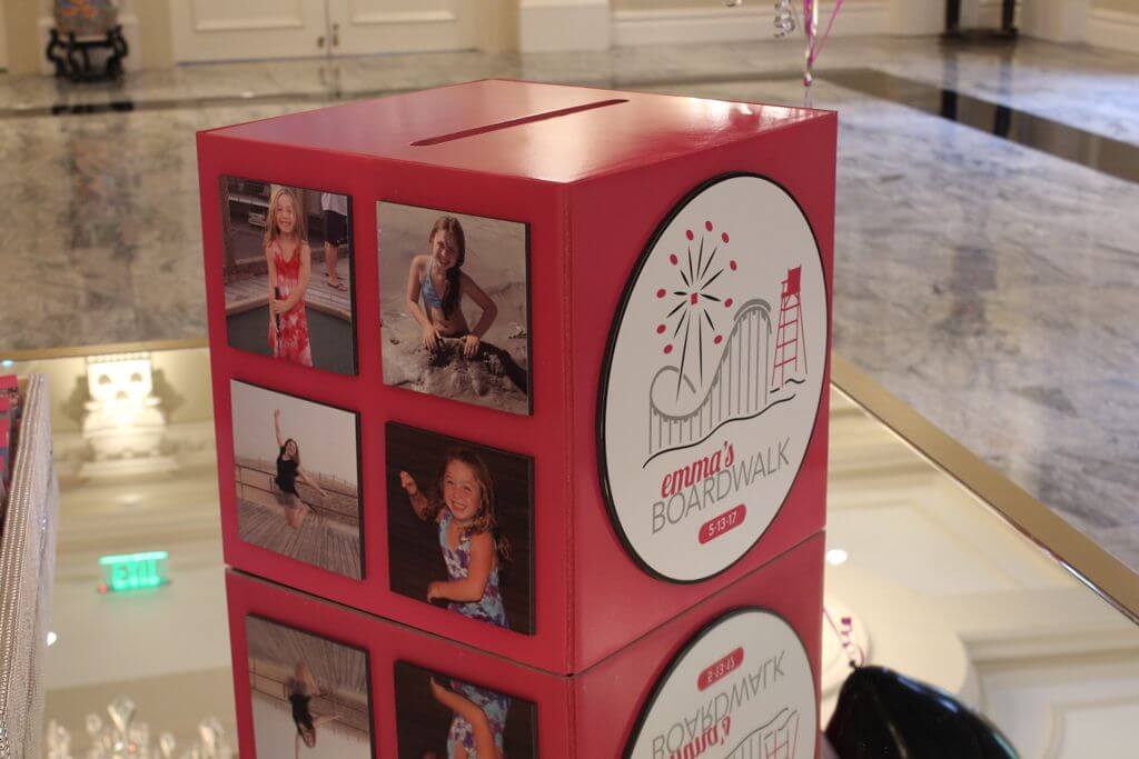 Beach Themed Bat Mitzvah Gift Box with Custom Logo and Photos