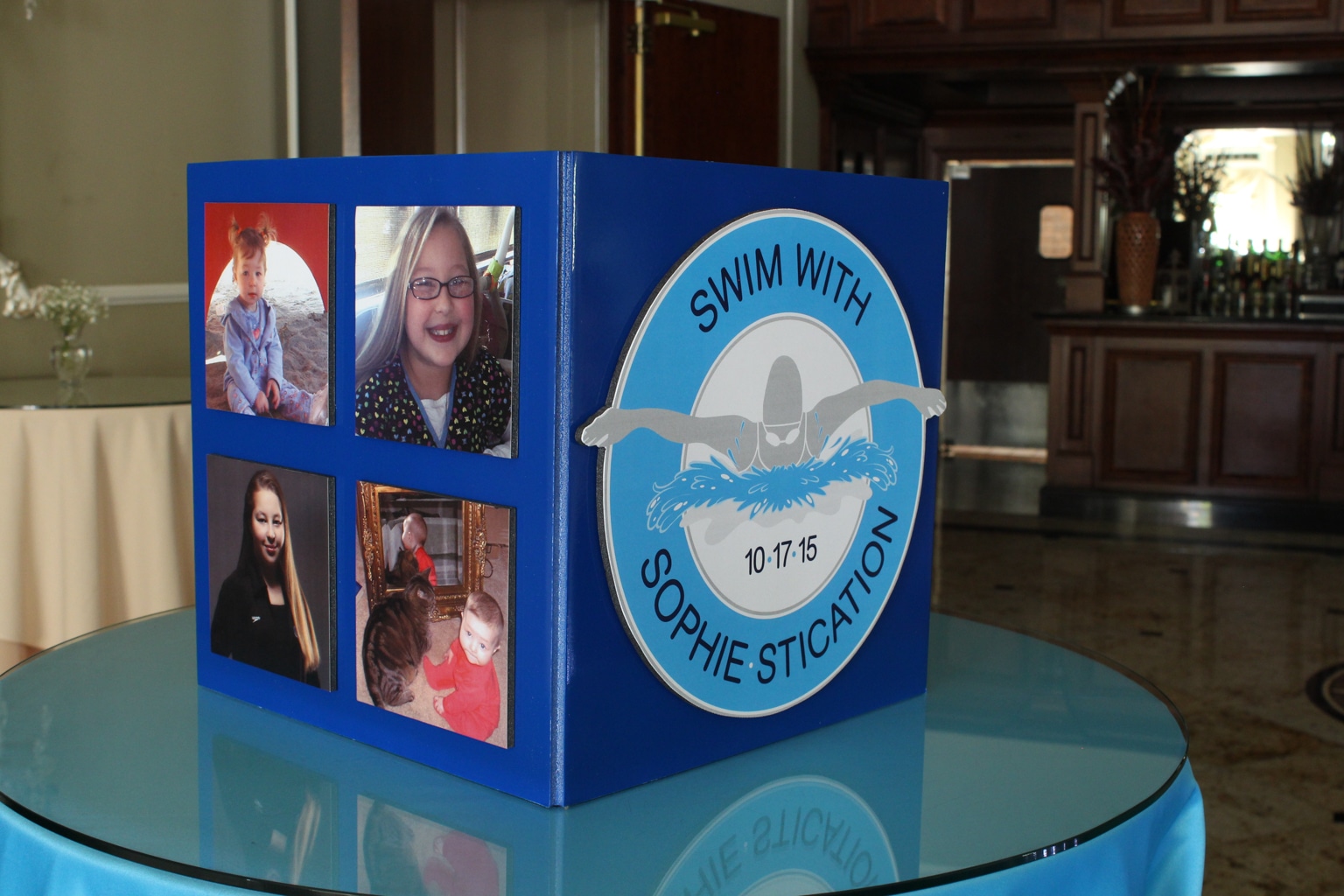 Swim Themed Bat Mitzvah Gift Box with Logo and Photos