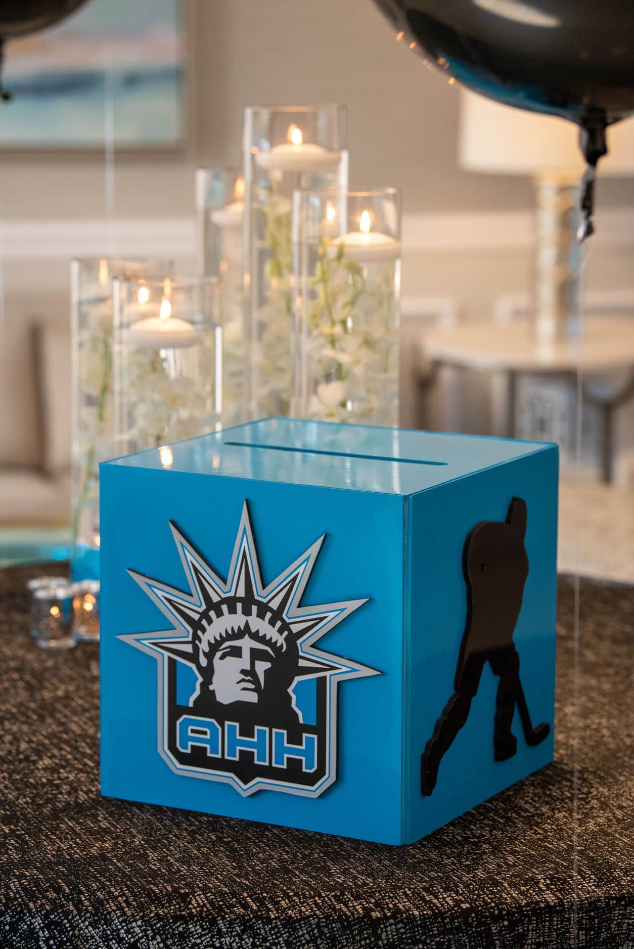 Hockey Themed Gift Box with Custom Logo and Hockey Silhouette