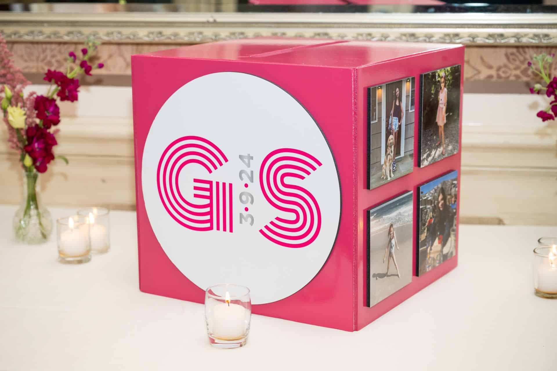 Custom Pink Gift Box with Photos and Custom Logo