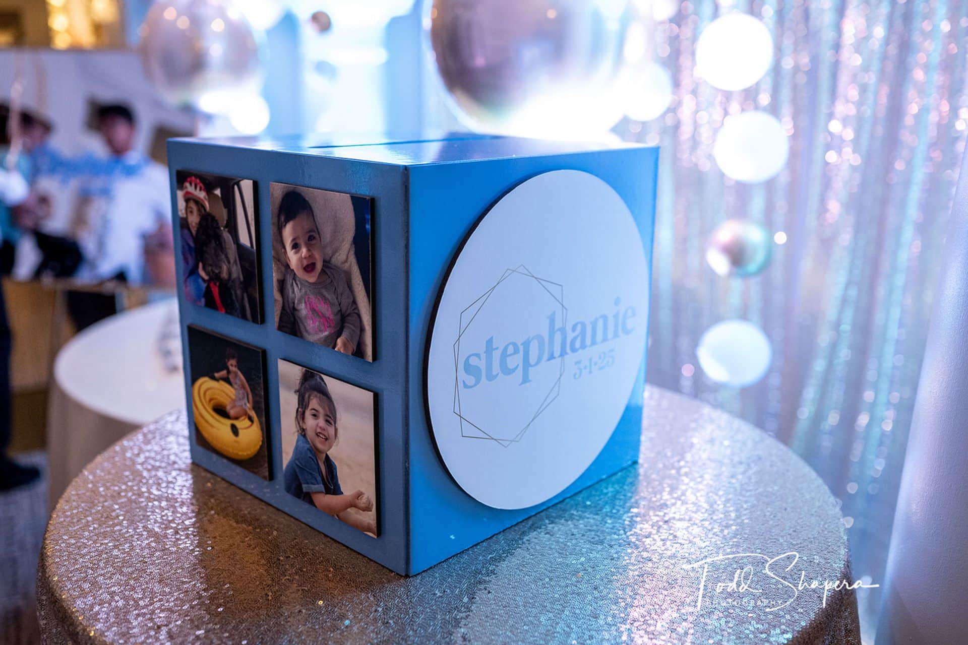 Custom Blue Gift Box with Logo and Photos