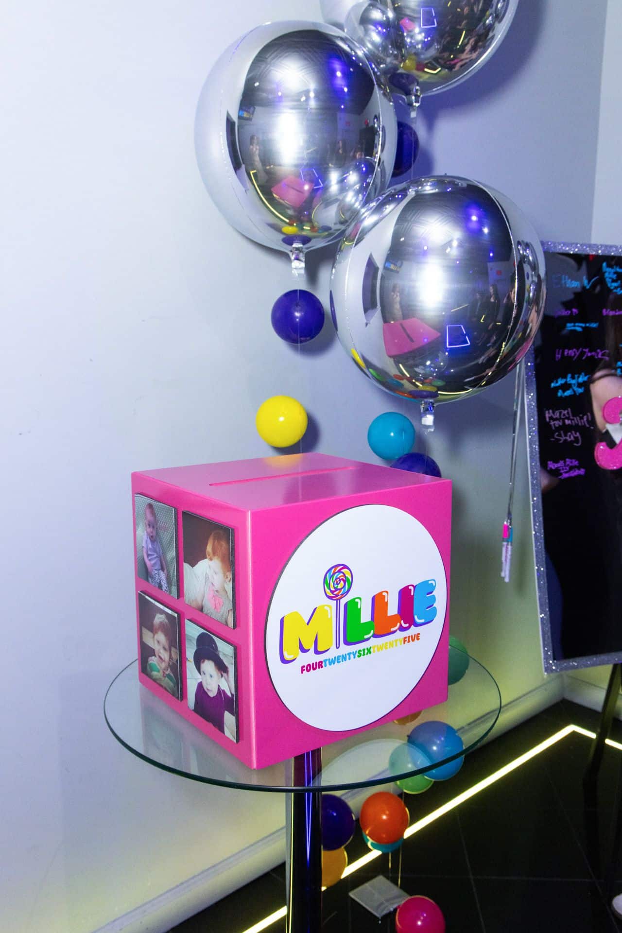 Custom Hot Pink Gift Box for Candy Themed Bat Mitzvah