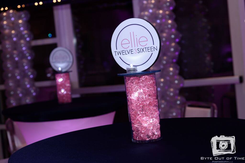 Club Themed Logo Centerpiece with LED Lighting for High Top Table