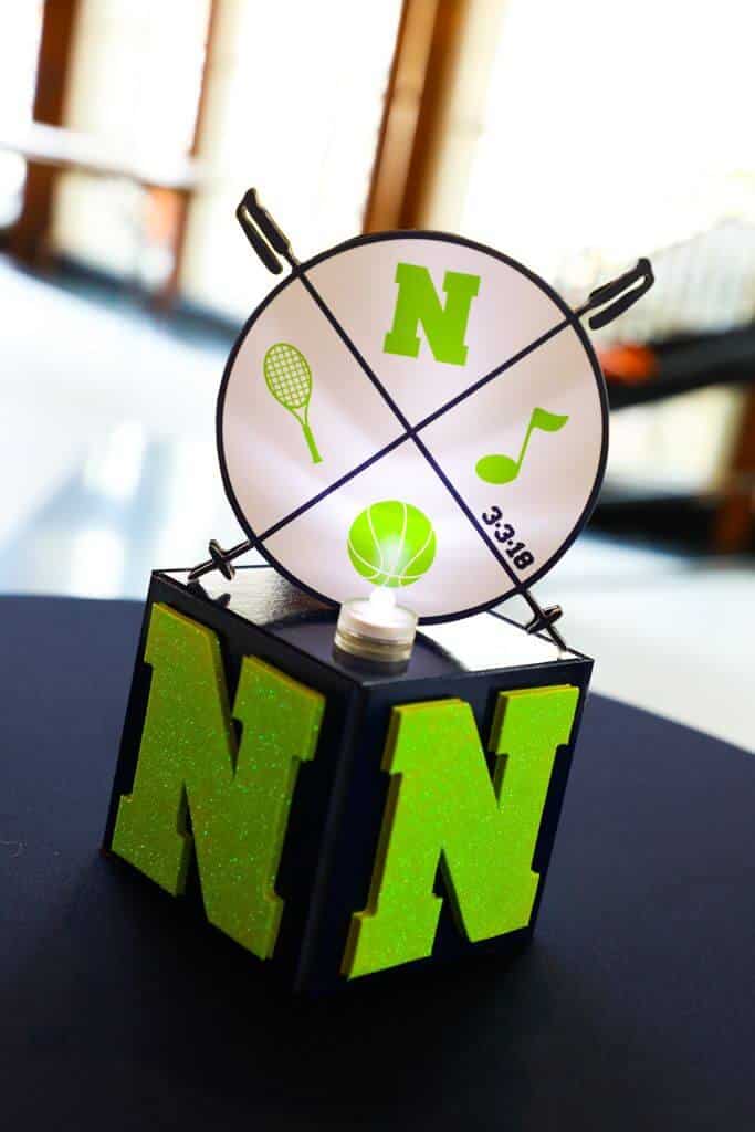 Bar Mitzvah Mini Cube Centerpiece with Initials and Custom Logo