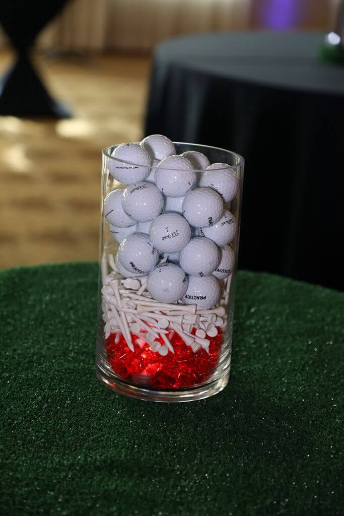 LED Golf Themed Centerpiece with Golf Tees and Balls