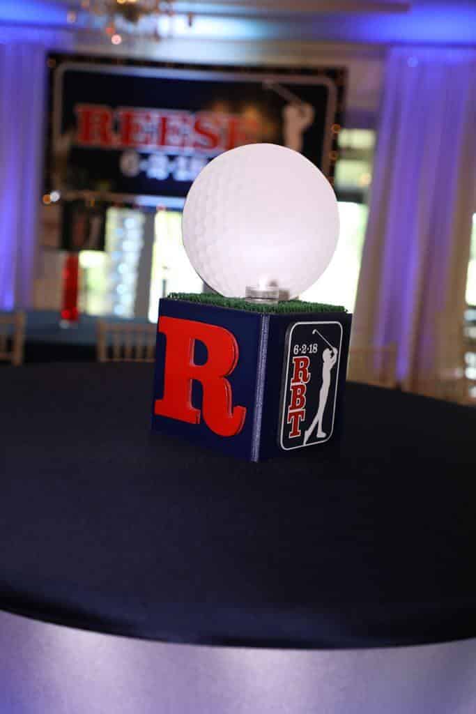 Golf Themed Mini Cube Centerpiece with Custom Logo