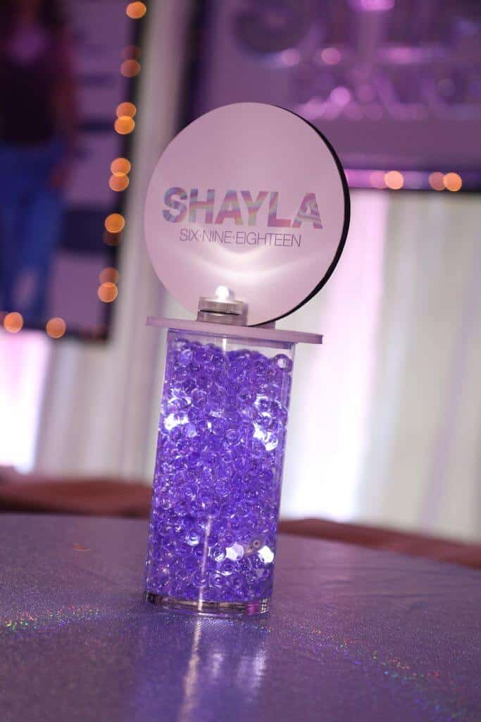 Bat Mitzvah Lounge Centerpiece with Custom Logo Topper