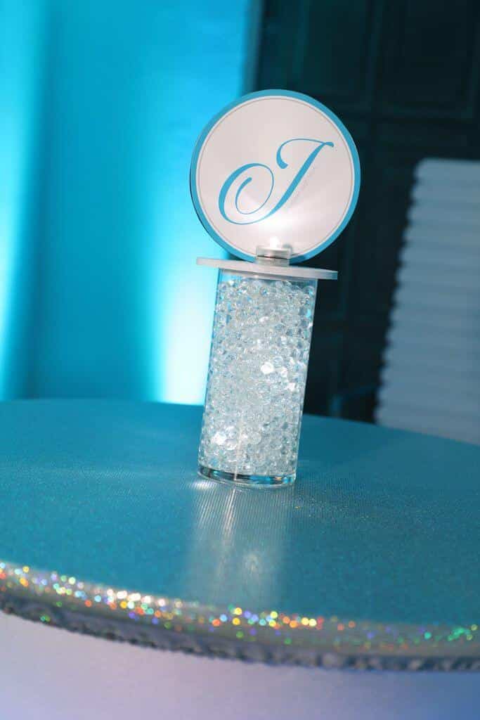 Bat Mitzvah Lounge Centerpiece with Custom Logo Topper