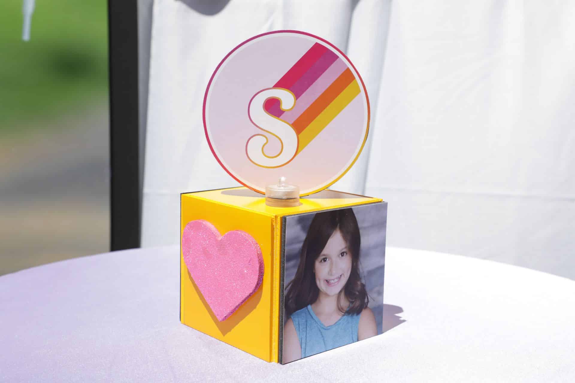 Custom Mini Cube Lounge Centerpiece with Logo Topper and LED Lights