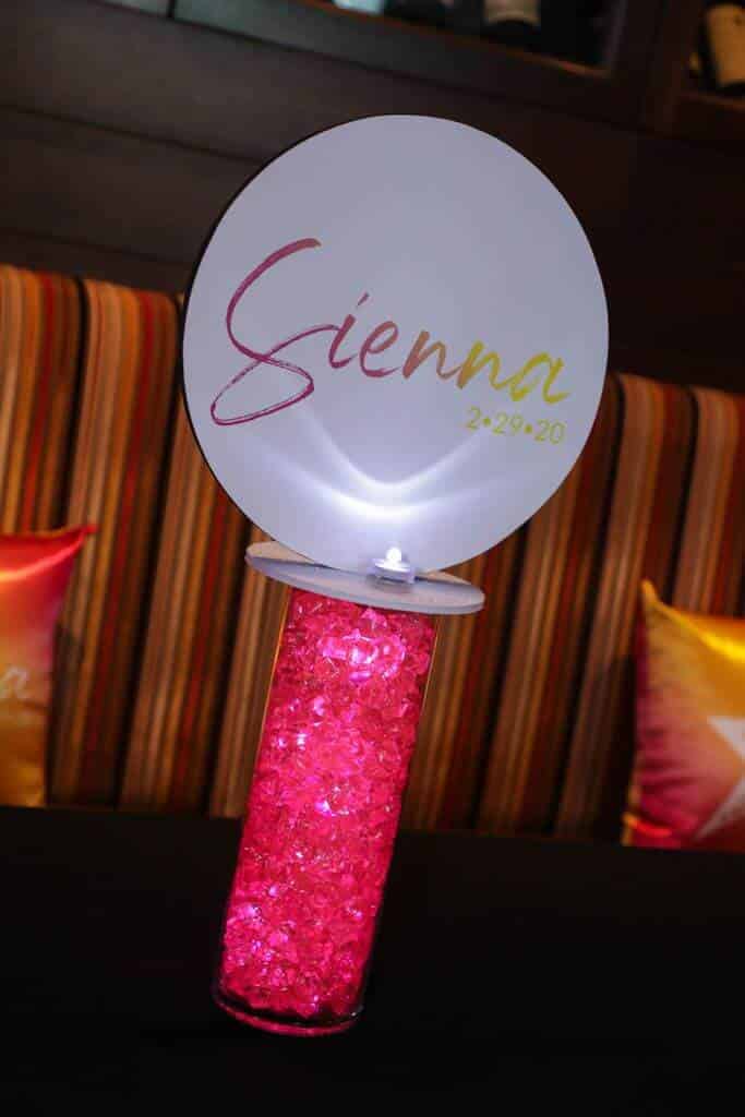 Custom LED Logo Centerpiece for Neon Themed Bat Mitzvah