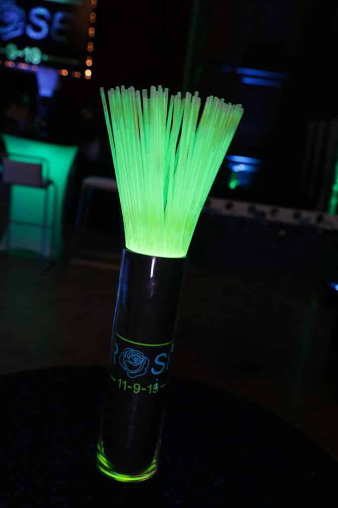 LED Glow Stick Centerpiece with Custom Logo for Neon Themed Bat Mitzvah