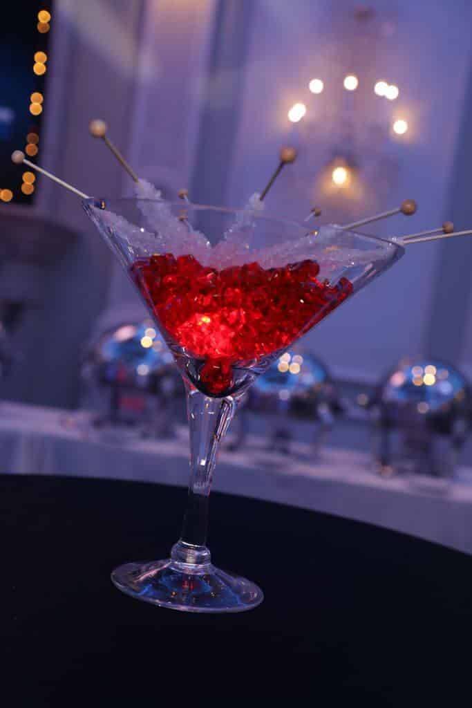 LED Martini Glass Centerpiece with Rock Candy
