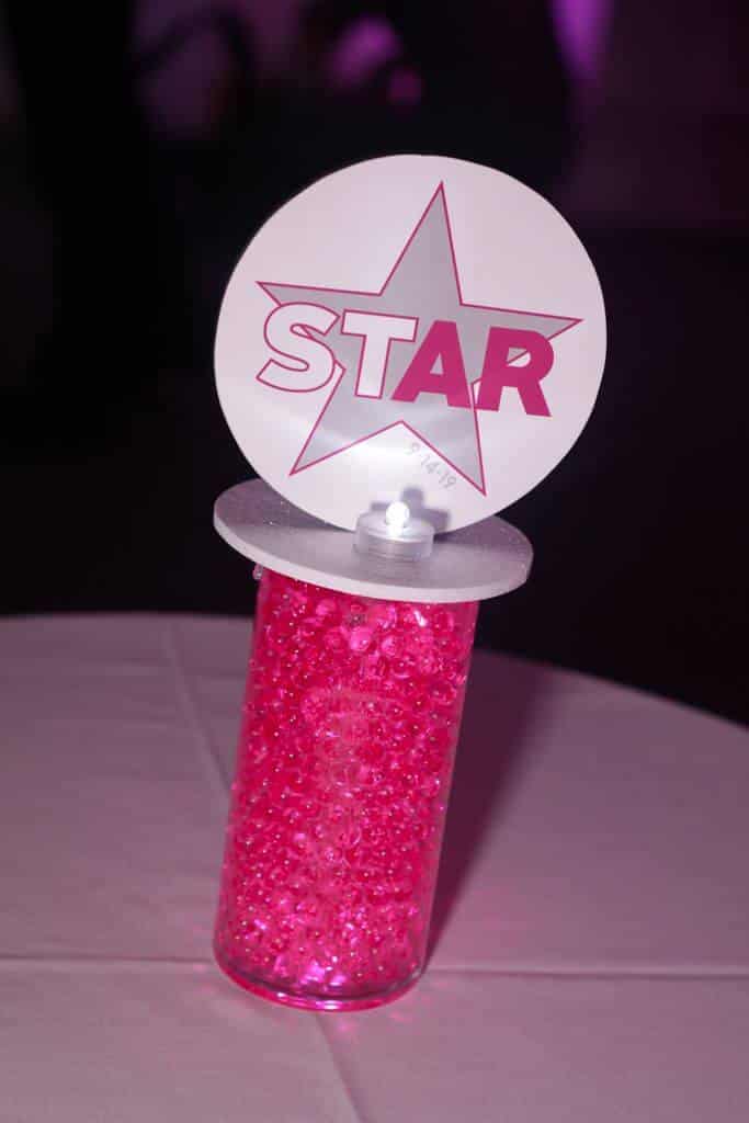 Star Themed Bat Mitzvah Centerpiece with Custom Logo and LED Lights