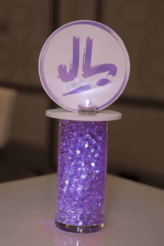 Art Themed Logo Centerpiece with LED Lighting