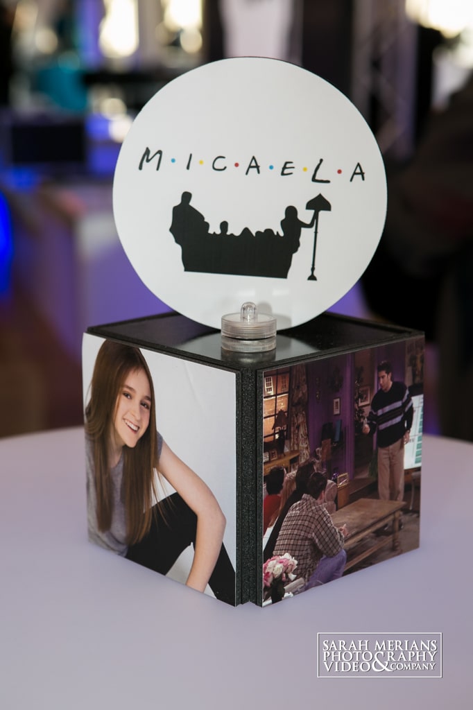 Friends Themed Mini Cube Centerpiece with Custom Logo and Photos