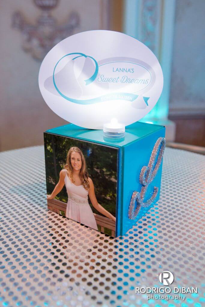 Mini Cube Lounge Centerpiece with Custom Logo and Photos