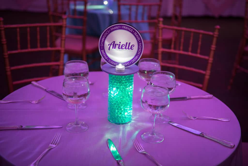 Mini Vase with LED Gems and Logo Topper for Hightop Table