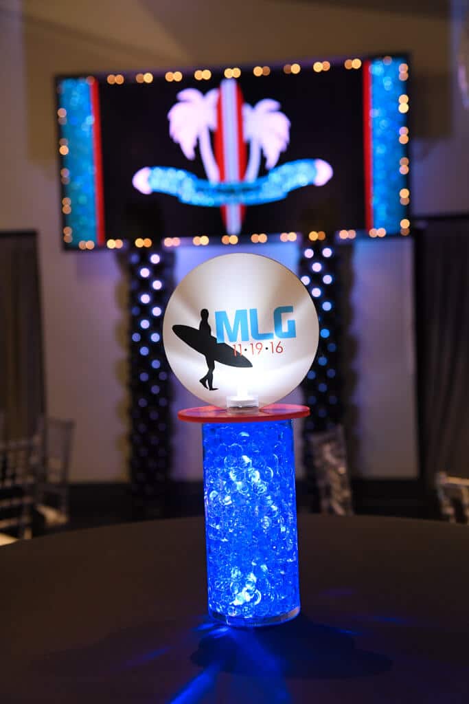 Surf Themed Logo Centerpiece for High Top Table