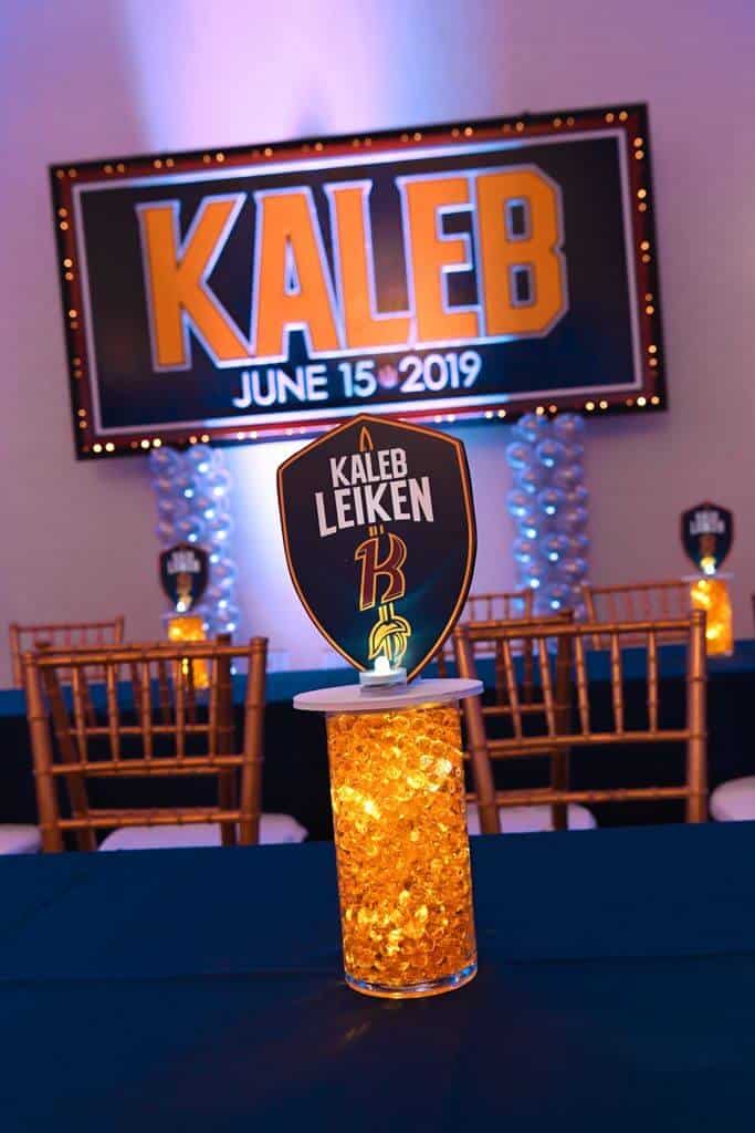 Custom Logo Centerpieces for Basketball Themed Bar Mitzvah