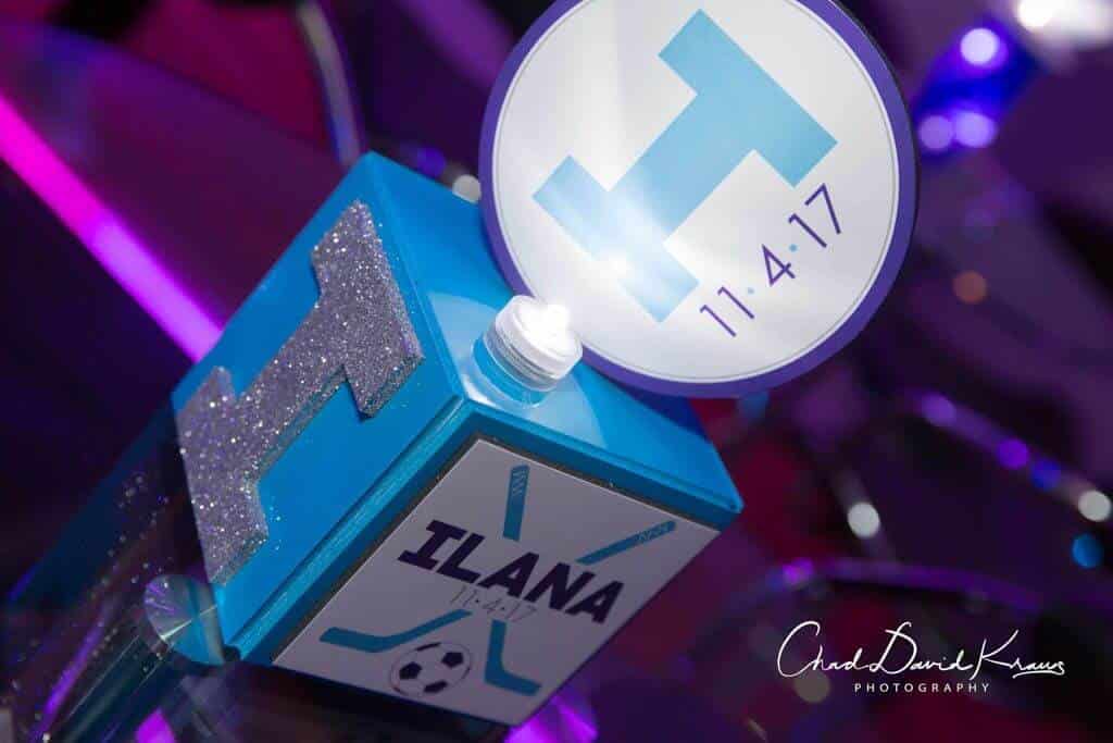 Mini Cube Lounge Centerpiece for Hockey and Soccer Themed Bat Mitzvah