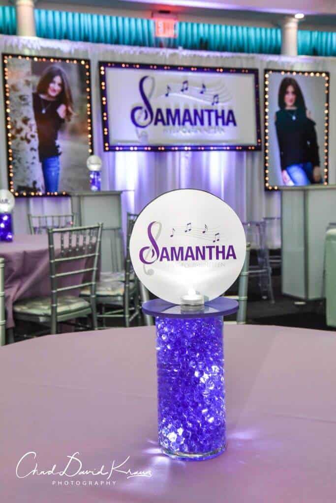 Custom LED Lounge Centerpiece for Music Themed Bat Mitzvah